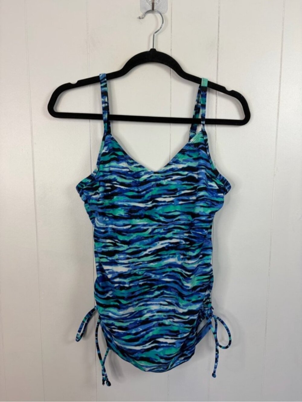 Christina Tankini Blue Swimsuit Top Black High Rise Full Coverage Bottom 10 12 - Picture 3 of 9